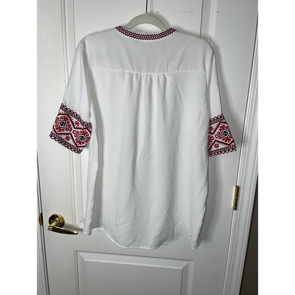 COPY - Mansy Women's Summer V Neck Boho Print Embroidered Blouse - Size L - Nev… - Picture 3 of 3